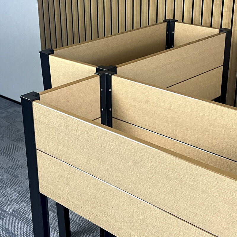 防水・難燃・環境に優しい木材プラスチック複合材を使用したモダンな高床式レイズドガーデンベッド（屋外用）